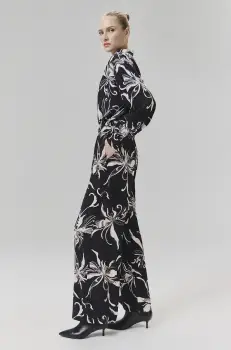 Answear Lab pantaloni femei, culoarea negru, lat, high waist imagine