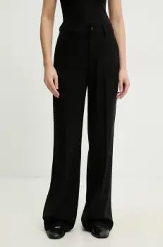 Answear Lab pantaloni femei, culoarea negru, lat, high waist imagine
