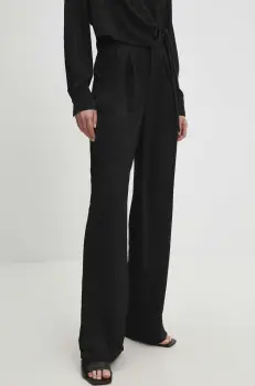 Answear Lab pantaloni femei, culoarea negru, lat, high waist imagine