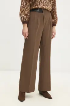 Answear Lab pantaloni femei, culoarea negru, lat, high waist imagine