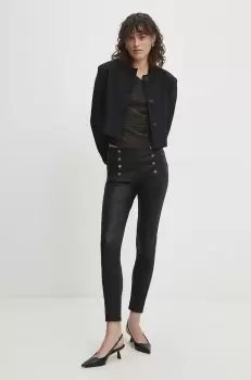 Answear Lab pantaloni femei, culoarea negru, mulata, medium waist imagine