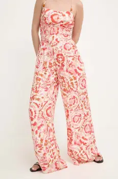 Answear Lab pantaloni femei, culoarea portocaliu, lat, high waist imagine