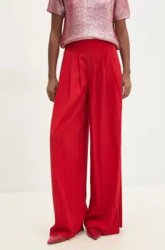 Answear Lab pantaloni femei, culoarea rosu, lat, high waist imagine