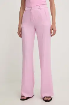 Answear Lab pantaloni femei, culoarea roz, drept, high waist imagine