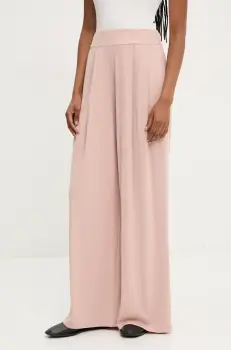 Answear Lab pantaloni femei, culoarea roz, drept, high waist imagine