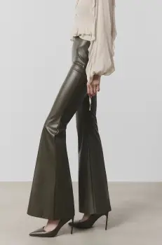 Answear Lab pantaloni femei, culoarea verde, evazati, high waist imagine