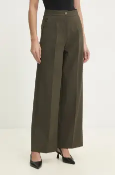 Answear Lab pantaloni femei, culoarea verde, fason chinos, high waist imagine