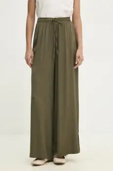 Answear Lab pantaloni femei, culoarea verde, lat, high waist imagine