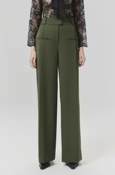 Answear Lab pantaloni femei, culoarea verde, lat, high waist imagine