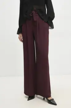 Answear Lab pantaloni femei, culoarea violet, drept, high waist imagine