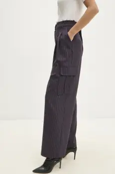 Answear Lab pantaloni femei, culoarea violet, drept, high waist imagine