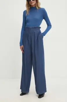 Answear Lab pantaloni femei, lat, high waist imagine