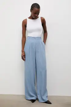 Answear.LAB pantaloni palazzo de femei cu amestec de in imagine