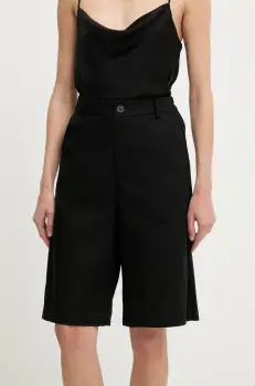 Answear Lab pantaloni scurti cu in culoarea negru, neted, high waist imagine
