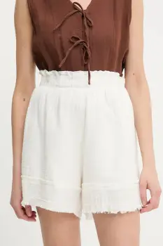 Answear Lab pantaloni scurti culoarea bej, neted, high waist imagine