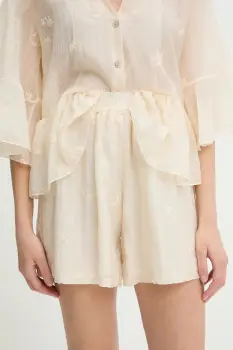 Answear Lab pantaloni scurti culoarea bej, neted, high waist imagine