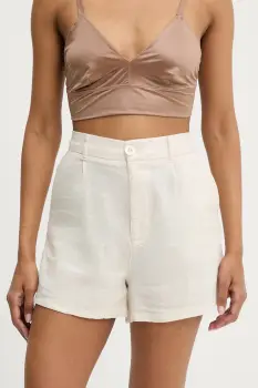 Answear Lab pantaloni scurti culoarea bej, neted, high waist imagine