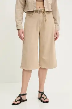 Answear Lab pantaloni scurti culoarea bej, neted, high waist imagine