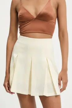 Answear Lab pantaloni scurti culoarea bej, neted, high waist imagine