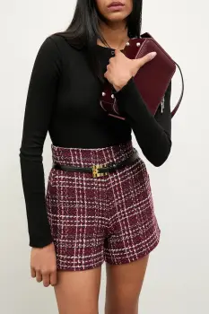 Answear.LAB pantaloni scurti culoarea bordo, modelator, high waist imagine