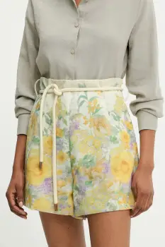 Answear Lab pantaloni scurti culoarea galben, modelator, high waist imagine