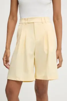 Answear Lab pantaloni scurti culoarea galben, neted, high waist imagine