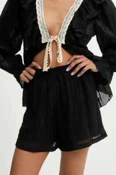 Answear Lab pantaloni scurti culoarea negru, neted, high waist imagine