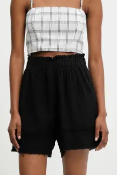 Answear Lab pantaloni scurti culoarea negru, neted, high waist imagine