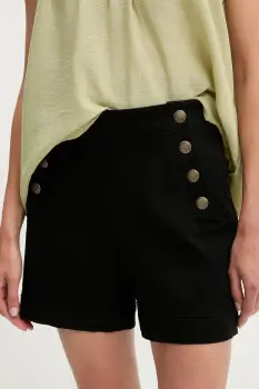 Answear Lab pantaloni scurti culoarea negru, neted, high waist imagine