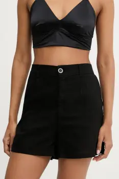 Answear Lab pantaloni scurti culoarea negru, neted, high waist imagine