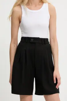 Answear Lab pantaloni scurti culoarea negru, neted, high waist imagine