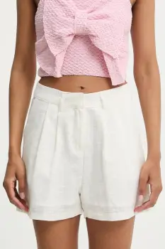 Answear Lab pantaloni scurti din bumbac culoarea alb, neted, high waist imagine