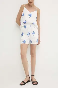 Answear Lab pantaloni scurti din in culoarea alb, modelator, high waist imagine