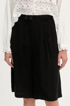 Answear Lab pantaloni scurti din in culoarea negru, neted, high waist imagine