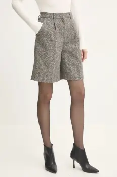 Answear Lab pantaloni scurti din lana culoarea gri, modelator, high waist imagine