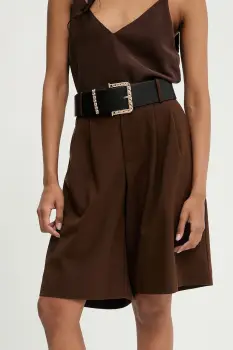 Answear Lab pantaloni scurti din lana culoarea maro, neted, high waist imagine