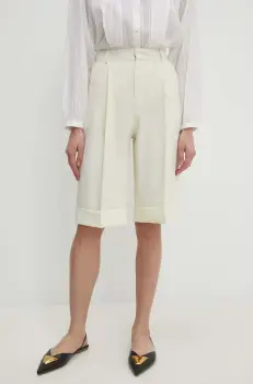 Answear Lab pantaloni scurti femei, culoarea bej, neted, high waist imagine