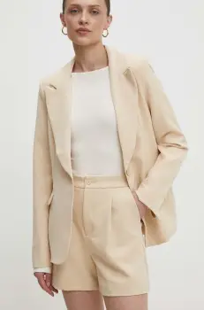 Answear Lab pantaloni scurti femei, culoarea bej, neted, high waist imagine