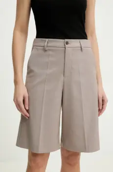 Answear Lab pantaloni scurti femei, culoarea bej, neted, high waist imagine