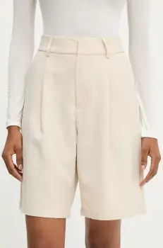Answear Lab pantaloni scurti femei, culoarea bej, neted, high waist imagine