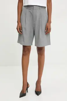 Answear Lab pantaloni scurti femei, culoarea gri, neted, high waist imagine