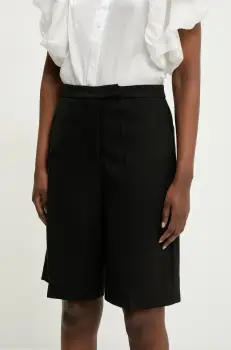 Answear Lab pantaloni scurti femei, culoarea negru, neted, high waist imagine