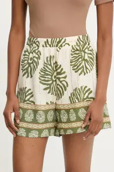 Answear Lab pantaloni scurti femei, culoarea verde, modelator, high waist imagine