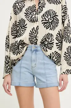 Answear Lab pantaloni scurti jeans femei, neted, high waist imagine