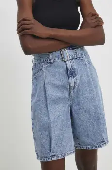 Answear Lab pantaloni scurti jeans femei, neted, high waist imagine