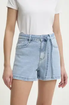 Answear Lab pantaloni scurti jeans femei, neted, high waist imagine