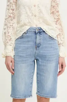 Answear Lab pantaloni scurti jeans femei, neted, high waist imagine