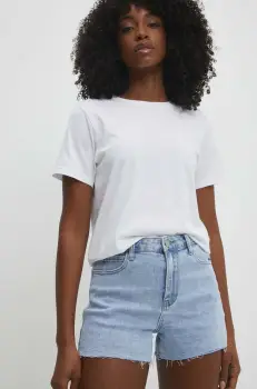 Answear Lab pantaloni scurti jeans femei, neted, high waist imagine