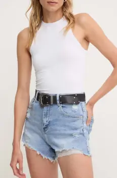 Answear Lab pantaloni scurti jeans femei, neted, high waist imagine