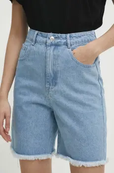 Answear Lab pantaloni scurti jeans femei, neted, high waist imagine
